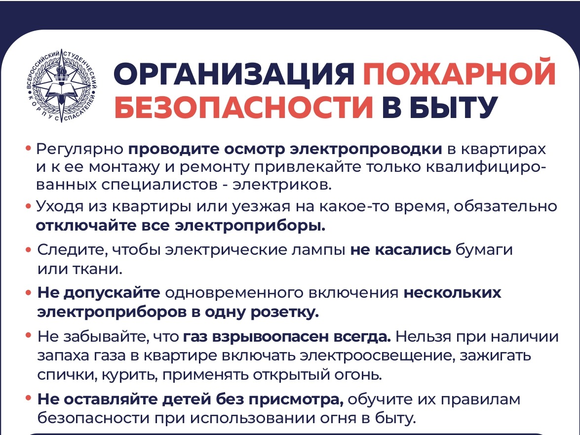 Организация пожарной безопасности в быту.